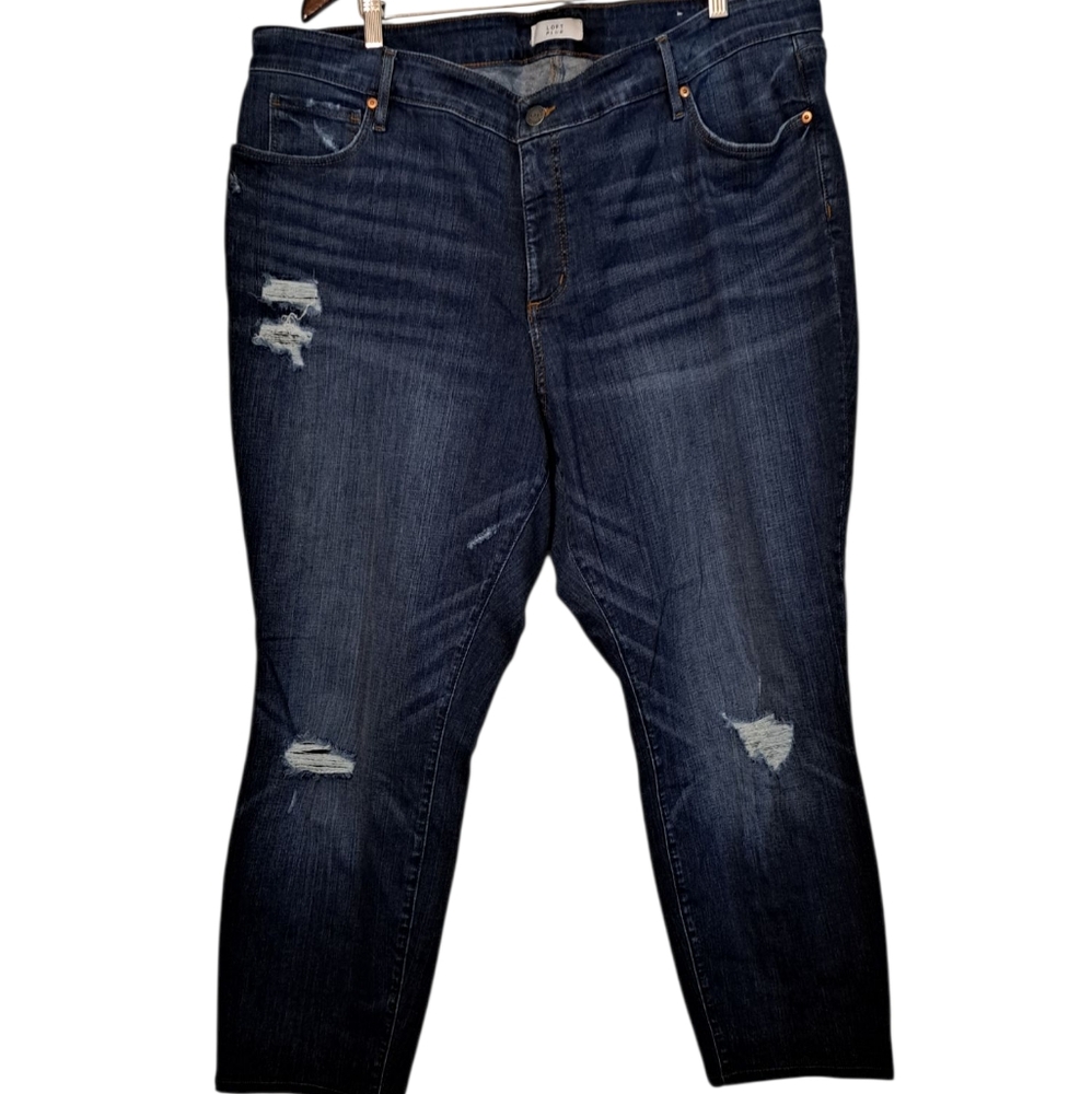 Loft PLUS Women's Distressed Blue Modern Skinny Jeans 26